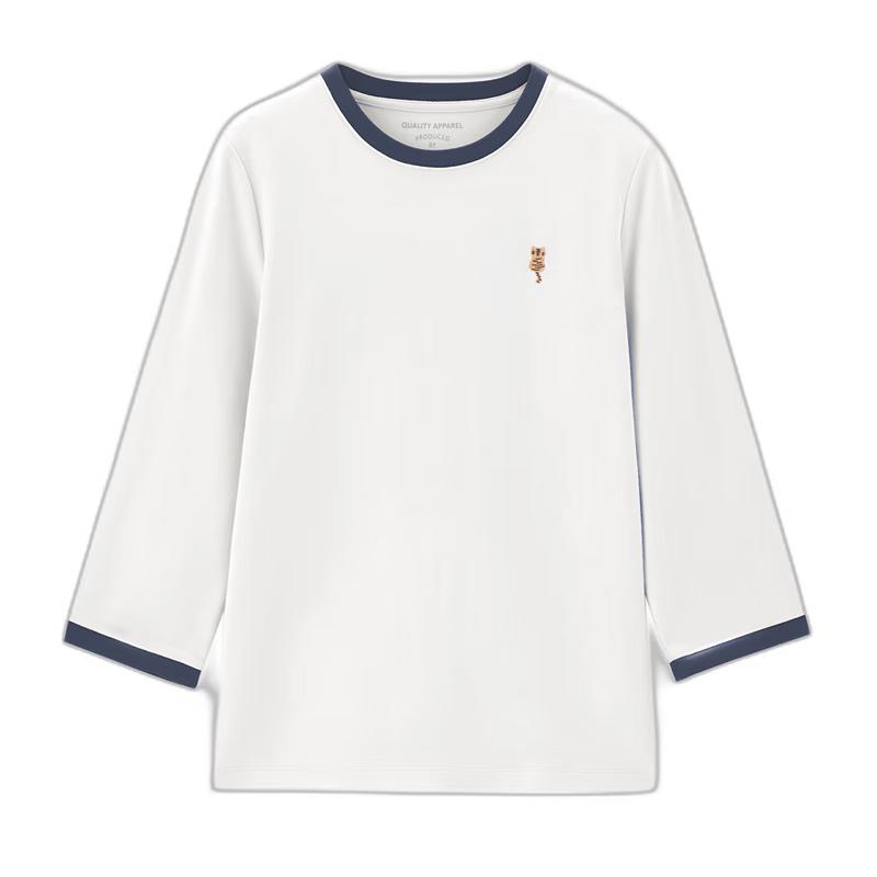 Giordano Women s Cotton Cat Embroidered 3/4 Sleeve T-Shirt S