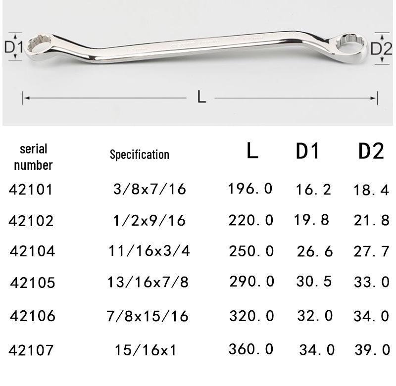 Sata Shida Full Polish Double Hex Wrench Set, 7-Piece, Inch Sizes 42101-42107 42101 Full Polish Double Hex Wrench