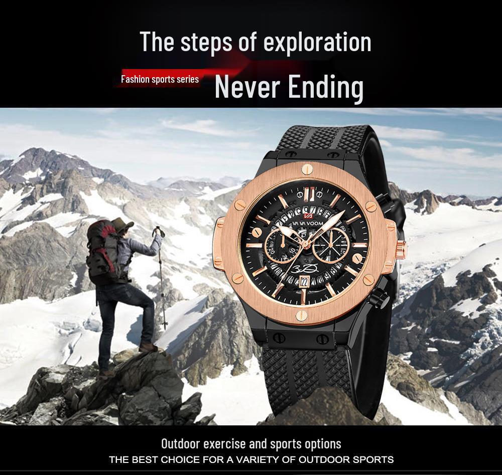 Men's Sports Silicone Band Waterproof Hollow Calendar Watch