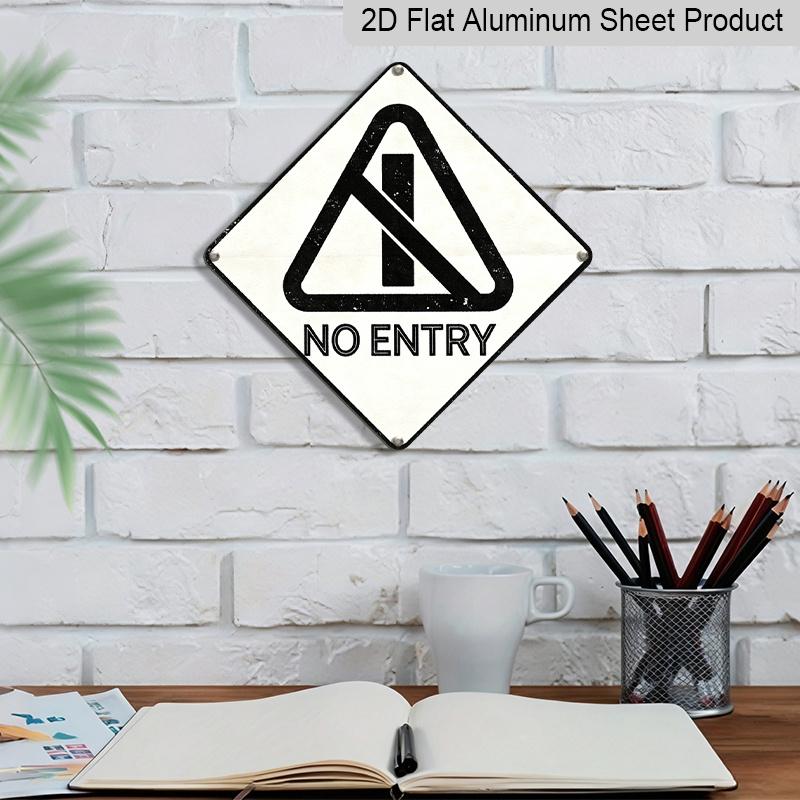 2D Flat, 1pc, Vintage Metal Aluminium Sign, No Entry Theme, Warning Decor Gift for Friends, Suitable for Garage, Office, Hallway, Warehouse, Work