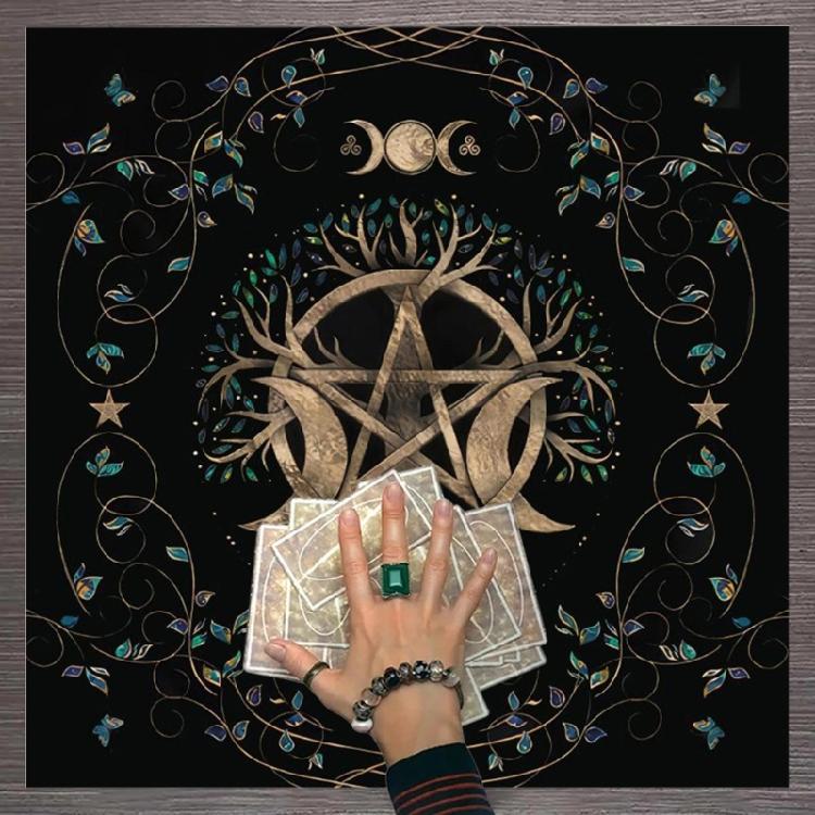 Pentagrams Pattern Tarot Card Tablecloth Altars Cloth Divinations Tapestry