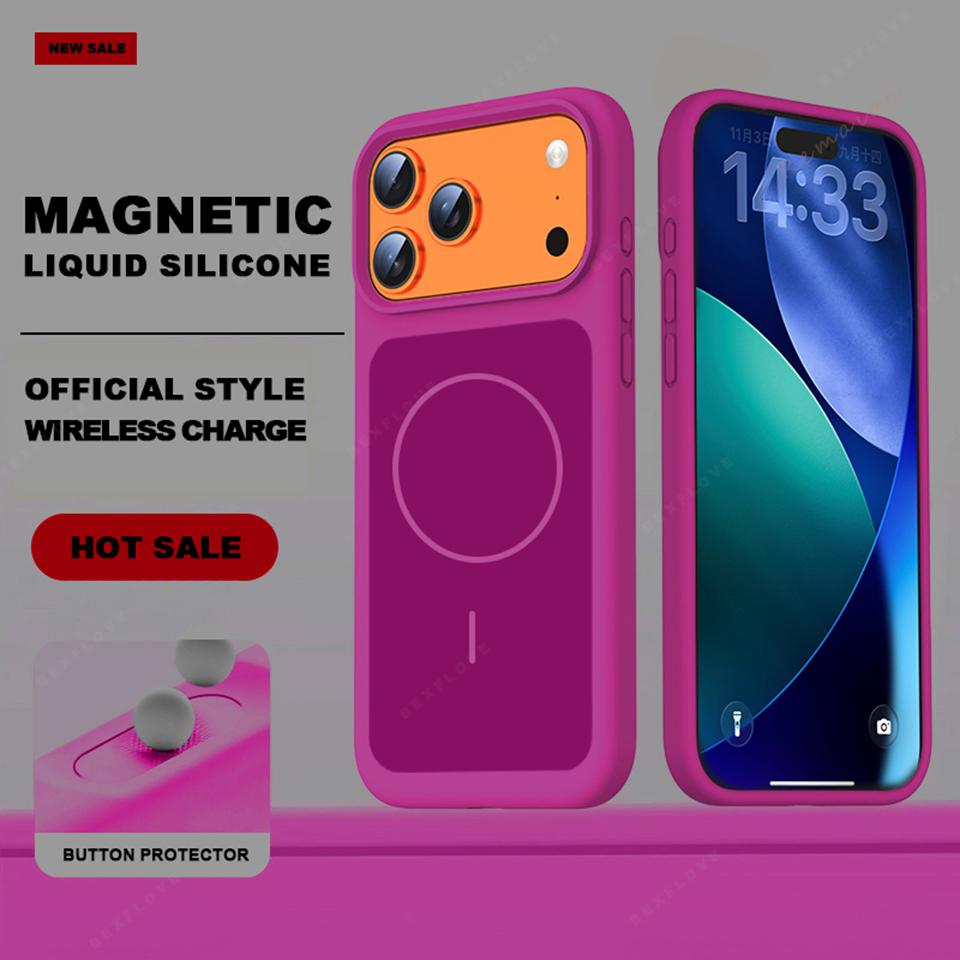 

Official Magnetic Phone Case For iPhone 17 Air 14 15 16 Plus 15 14 13 16 17 Pro Max Magsafe Liquid Silicone Protector Cover For iPhone 13Pro