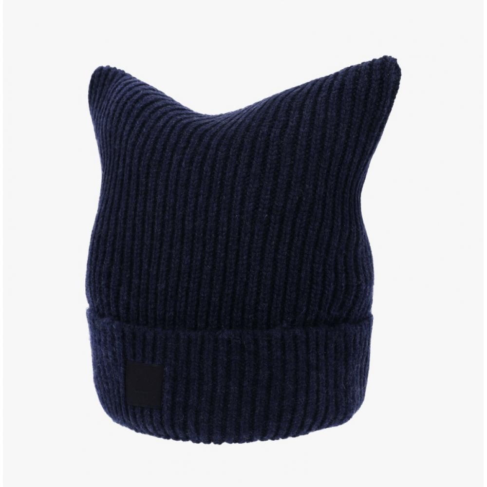 Acne Studios Beanie Face Logo Patch C40426 Navy Melange