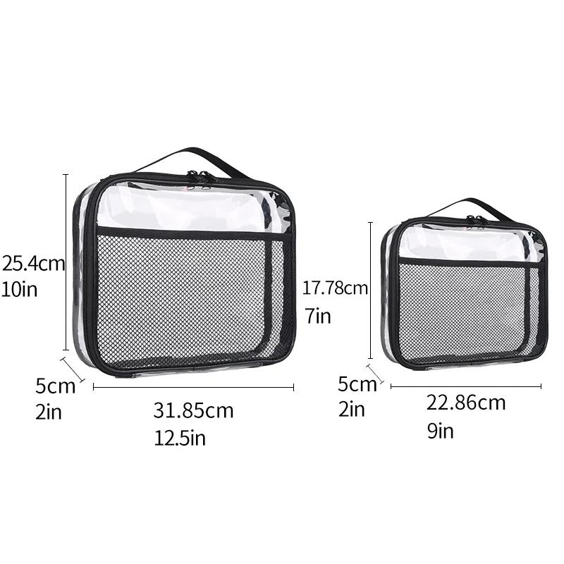 Large Capacity PVC Transparent Mesh Storage Bag Waterproof Casual Makeup Storage Zipper Bag Portable Toy Packaging Organizer