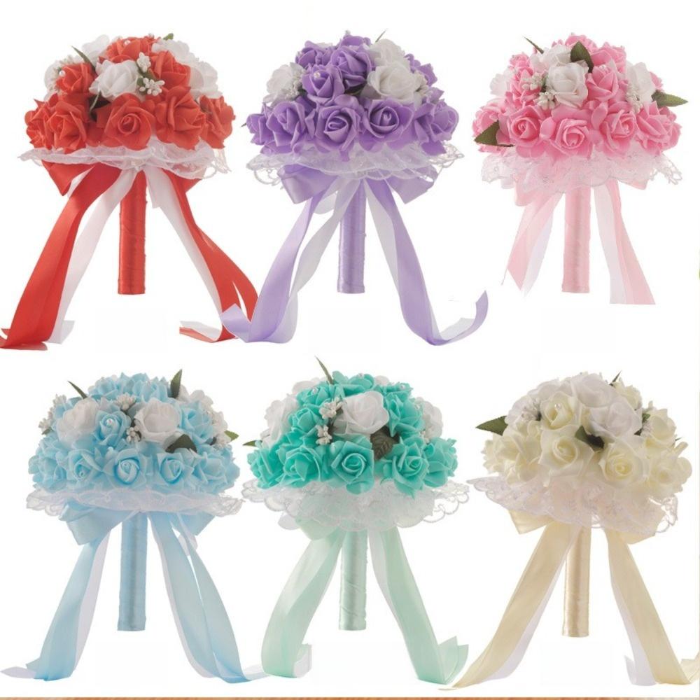 Romantic Artificial Hand Bouquet Silk Flowers Bridesmaid Bouquet Ceremony Anniversary
