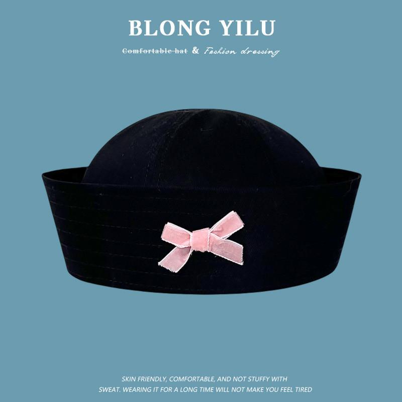 Sailor Hat With Bow Mesh Breathable Cotton For Summer And Spring Wear