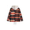 Li Ning Badfive Color Block Plaid Hooded Sports Cotton Jacket Men Jacket Red Black AFMU003-1