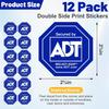 12 Pack ADT Security Stickers, ADT Safety Signs Waterproof Decals for Home Windows and Doors HD Printed