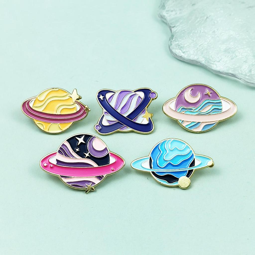 Broche de Planeta Galaxia Colorido - Pin de Insignia de Aleación para Bolsos
