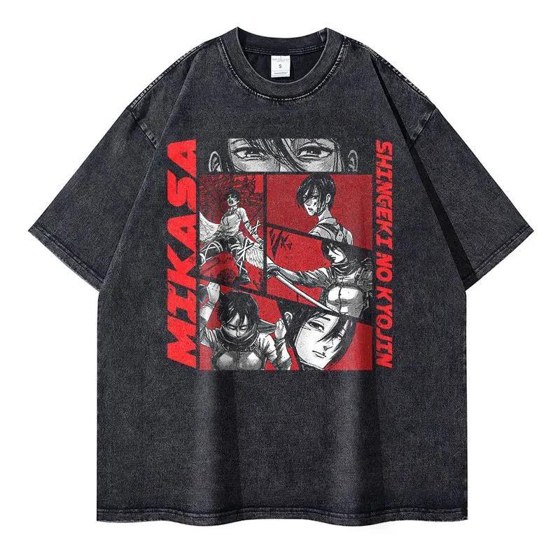 Hot Anime Attack On Titan Levi Ackerman Printed Tshirt Men Women Shingeki No Kyojin T-shirts Male Oversize Washed Cotton T Shirt