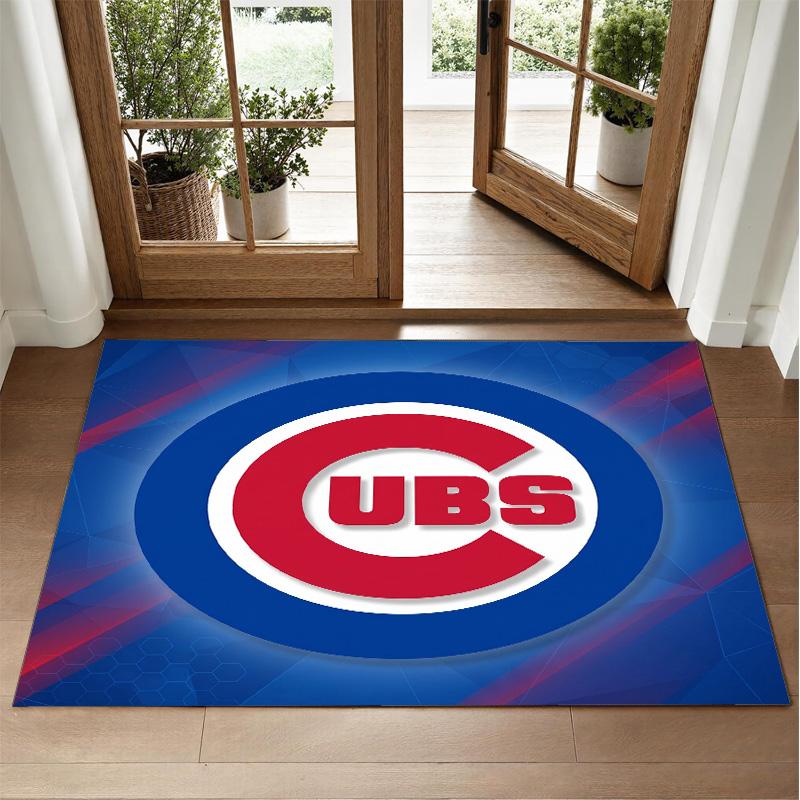 Chicago Cubs Design Crystal Velvet Rug Soft Decorative Mat for Bedroom Entrance