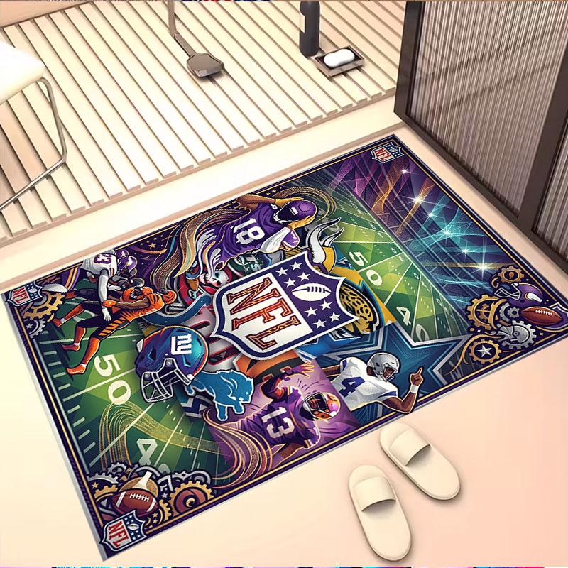 NFL Print Rug, Washable Floor Carpet, For Entryway Dorm Laundry Room Office Study, Home Decor Birthday Christmas Gift