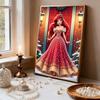 Christmas Red Door Ariel New Pearl-Inlaid Frameless Art | Handmade Pearl Craft, Red Door Snowy Christmas Theme, for Festive Luxury Decor