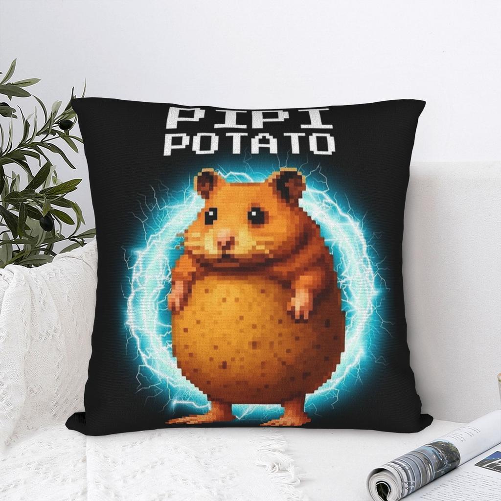 Pipi Potato Italian Brainrot Meme Pillowcases Retro Trendy Pillow Case For Living Room Bed Chair Square Pillow Cover