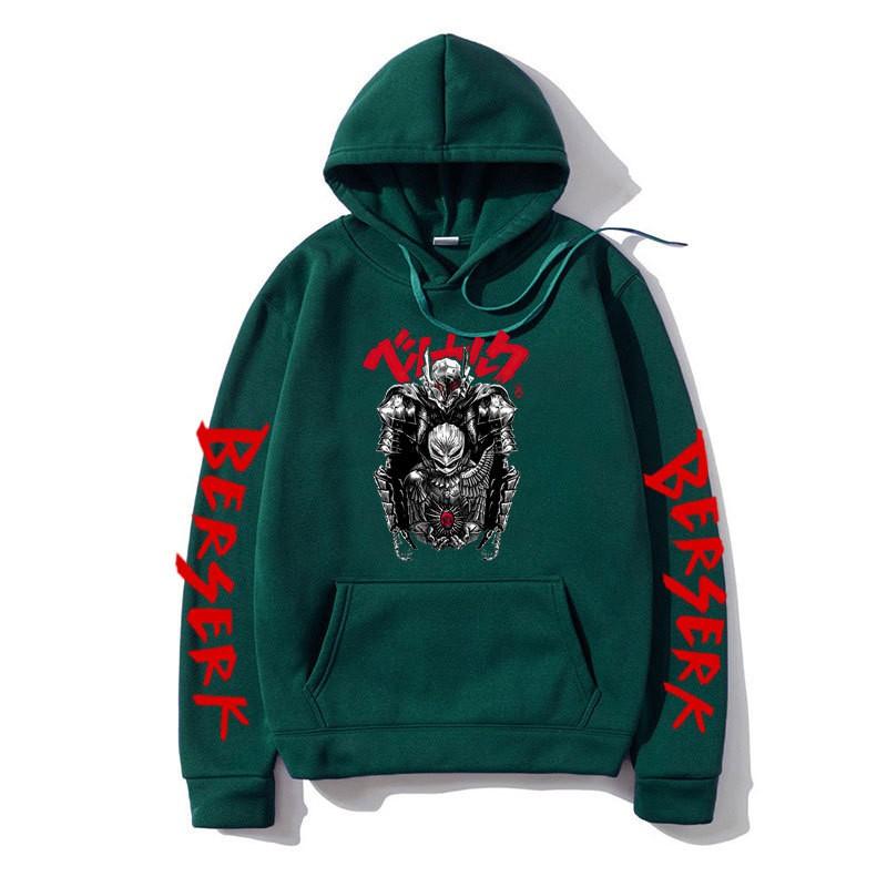 Berserk Anime Hooded Fleece Sweatshirt Men Unisex Streetwear Oversized Pullover Casual Sportswear