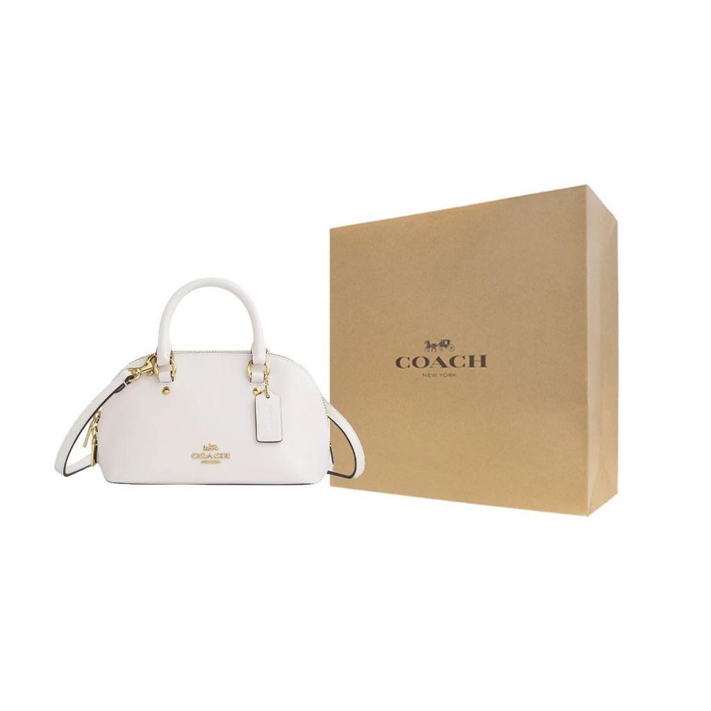 Coach Lara Zipper Closure Detachable Shoulder Strap Classic Gold Label Glossy Nappa Leather Handbag Women Handbag Chalk-White CEA01-IMCHK