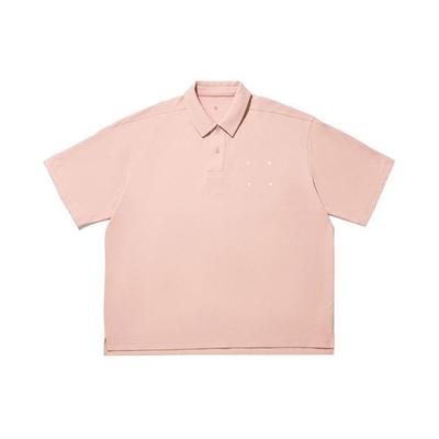 Li Ning Seria Vital Jednolity Kolor Luźna Codzienna Koszulka Polo z Krótkim Rękawem Unisex Koszulki Polo Nowy-Mglisty-Różowy APLU035-4