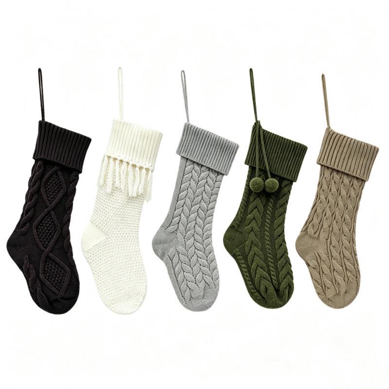 Knitted Christmas Stockings for Fireplace Decoration - Festive Ornaments