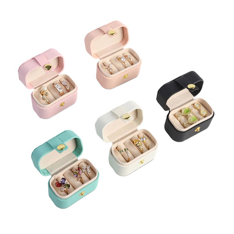 Mini Portable Jewelry Storage Bag Travel Simple Leather Or Velvet Ring Necklace Earrings Storage Box Organizer Display Gift Box