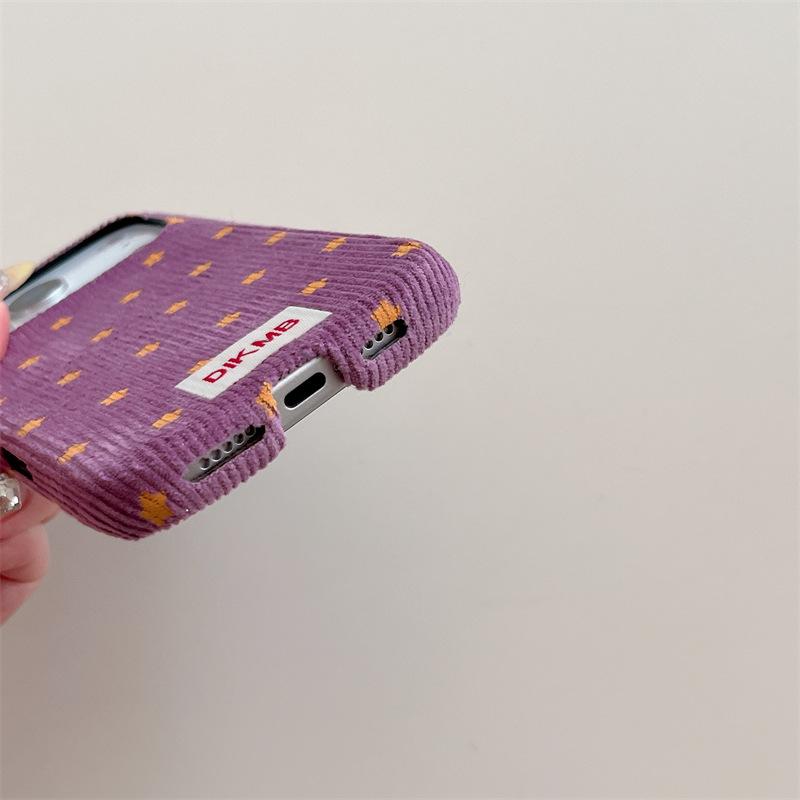 Retro Yellow Star Fabric Phone Case for iPhone 15, iPhone 16, iPhone 17 Pro Max