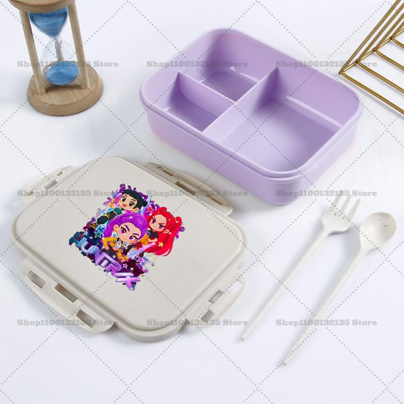 Kpop Demon Hunter Bento Lunch Box Kawaii Girl Portable Bento Boxs Student Hermetic Food Crisper Single Layer Capacity Kids Gift