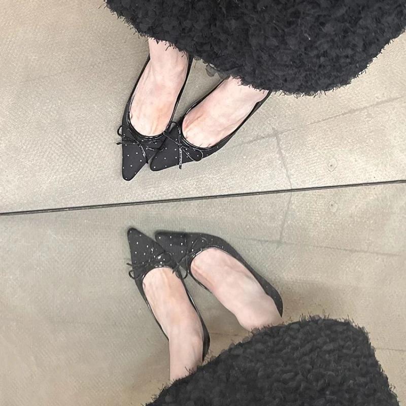 2025 New Brand High Heels Women Butterfly-knot Elegant Pointed Pumps Female Fashion Comfy Low Heel Dress Shoes Zapatos De Mujer