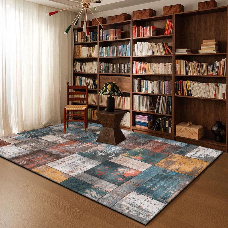 Geometrischer abstrakter Teppich für Wohnzimmerdekor Arbeitszimmer zu Hause Große Flächenteppiche Schlafzimmer Bettseite Waschbar Rutschfest Weiche Bodenmatte