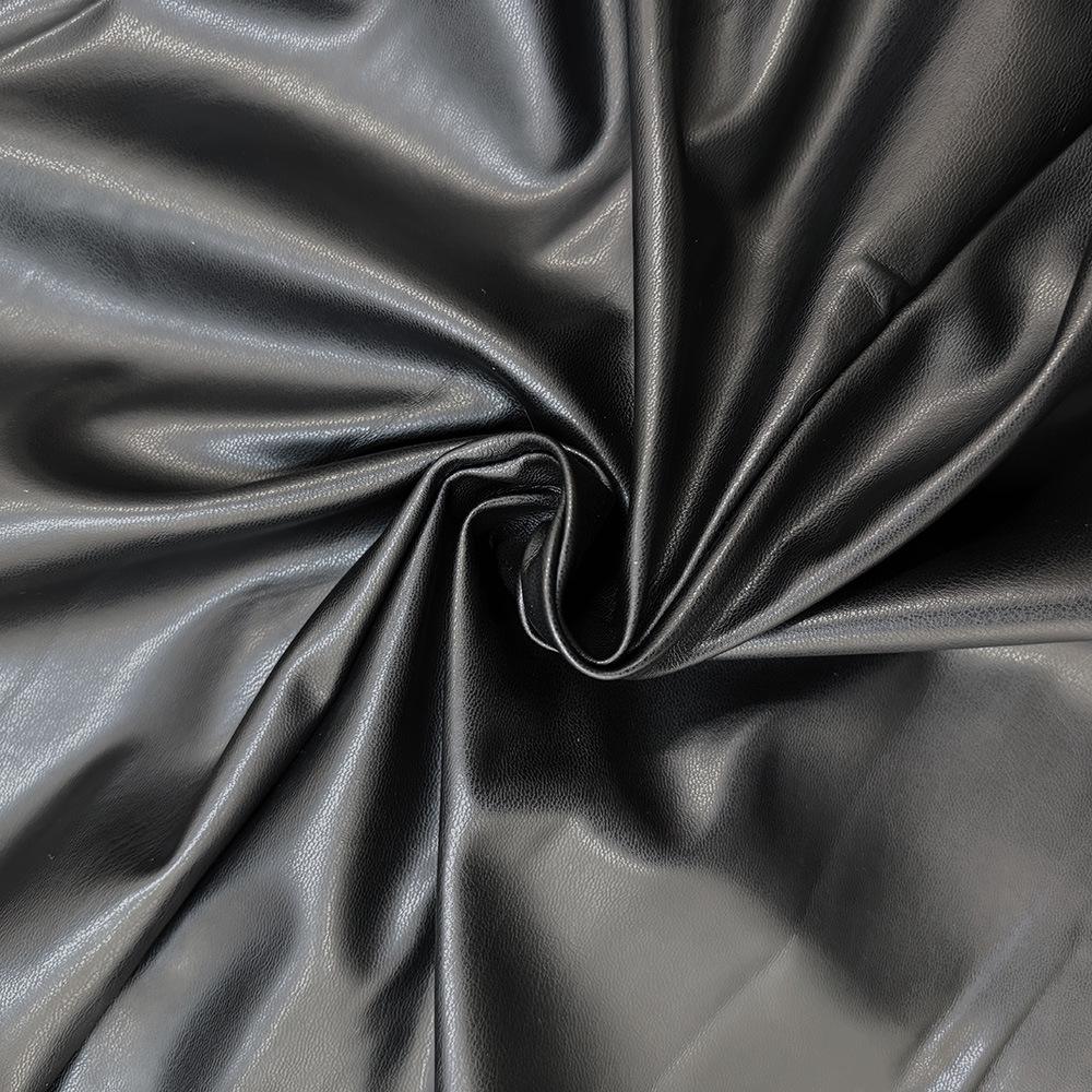 Autumn Winter Vintage Fleece-Lined PU Leather Skirt with Slit Design Women's Half Skirt