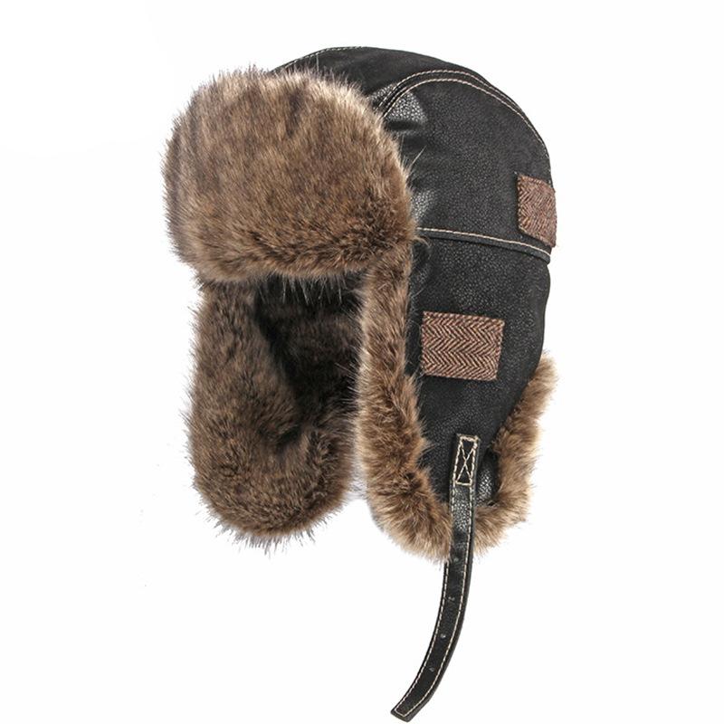 Northeast Hat Herren Herbst und Winter Ohrenschutz Warme Lei Feng Mütze Kunstleder Outdoor Anti-Cycling Mütze Weibliche Pilotenmütze