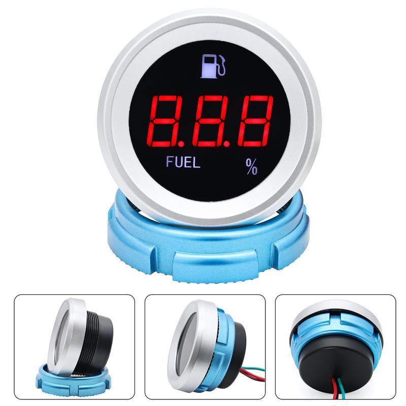 A Boat Car Marine 52MM Fuel Level Gauge with Alarm Light for Stainless Steel Fuel Level Sensor 0-190Ohm 100-550mm Oil Tank Meter