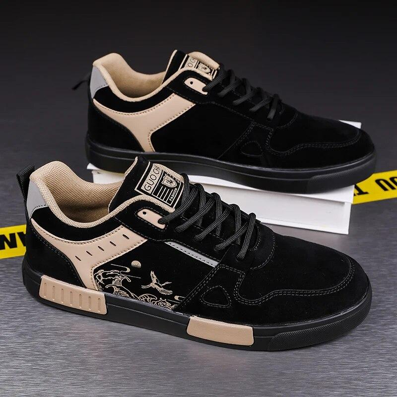 Jesienno-zimowe męskie skórzane buty na deskorolkę Wiosenne męskie studenci Sportowe bieganie Walking Casual Trampki