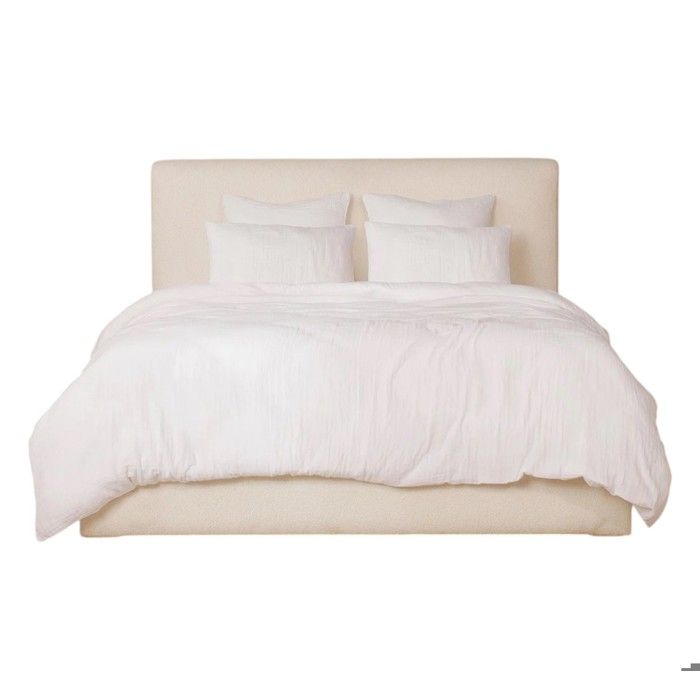 Housse de couette + taies gaze de coton lave 240 x 260 cm Douceur blanc