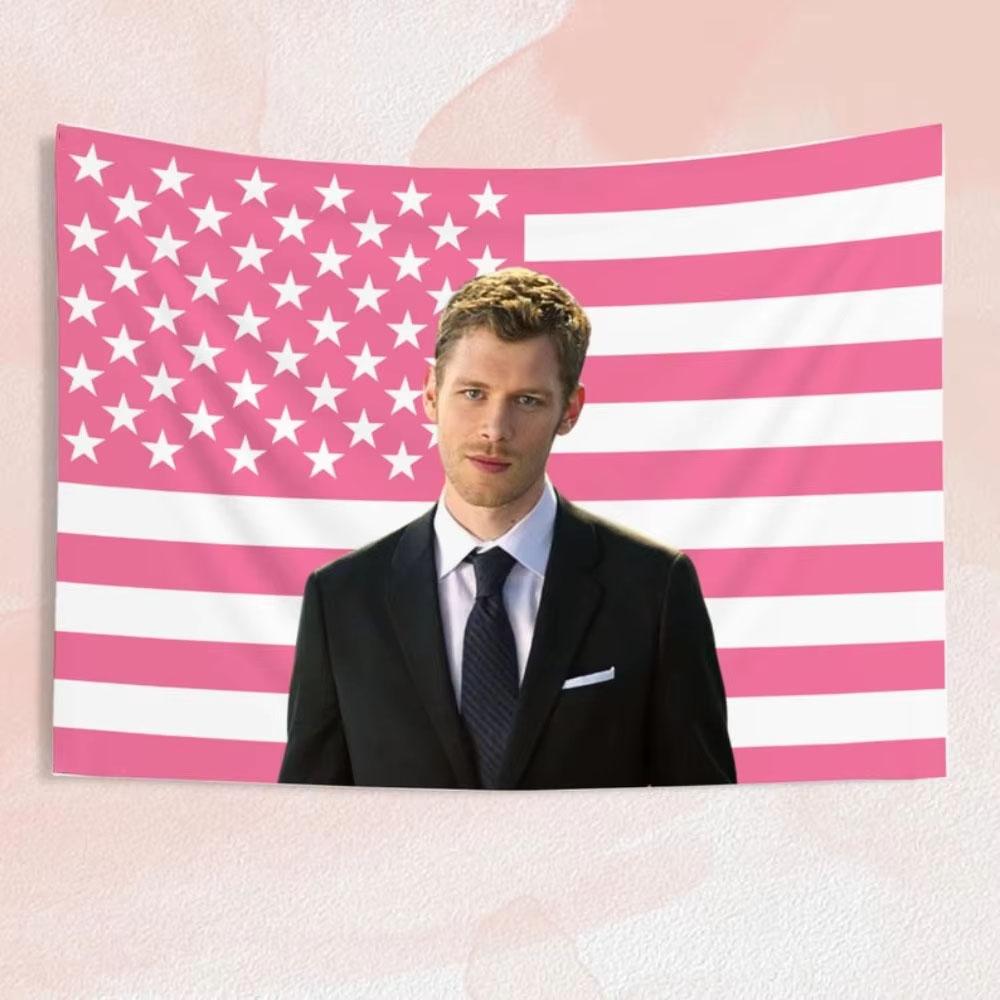 

Klaus Mikaelson Pink Funny Tapestry Y2K Style Personalized Flat Print Banner for Bedroom Home Outdoor Decor 74x94cm(29x37in)