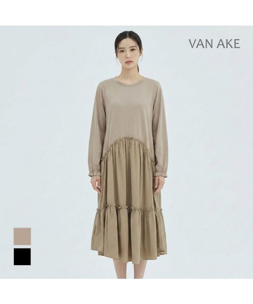 VANAKE Round Neck Frill Hem Dress_Vb34Opq401Z