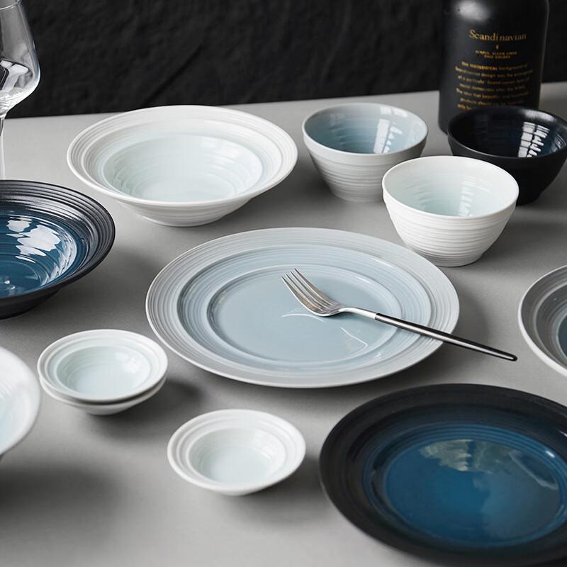 ZISIZ 10-inch Ceramic Flat Plate Rice Bowl