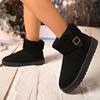 Buckle Decor Women's Platform Snow Boots 2025 Winter Non Slip Warm Plush Ankle Boots Women Comfort Slip On Cotton Shoes Woman