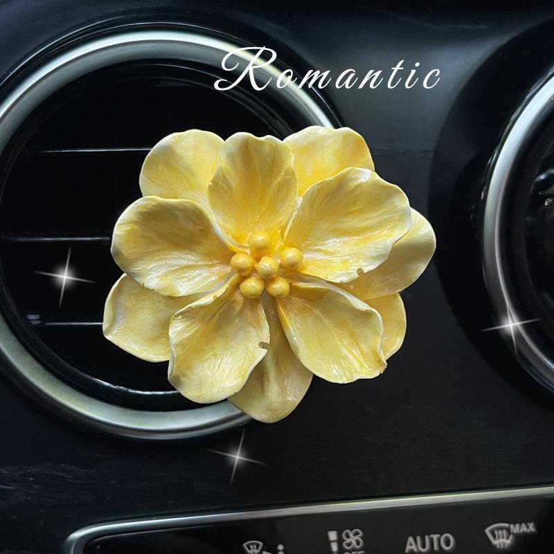 Camellia Tie-Dye Car Air Freshener: High-End Floral Vent Decor & Stone Diffuser