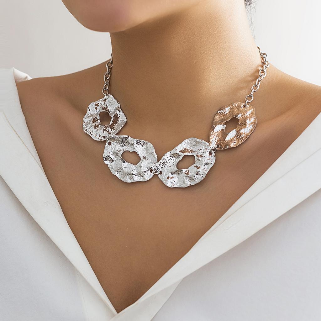 Ingemark Übertriebene Unregelmäßige Kreis Choker Halskette Damen Goth Metall Verstellbare Schlüsselbein Kette Grunge Schmuck Steampunk Herren
