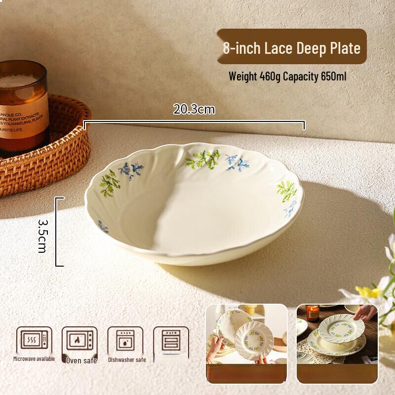 ZISIZ Lace Edge Ceramic Fish Plate