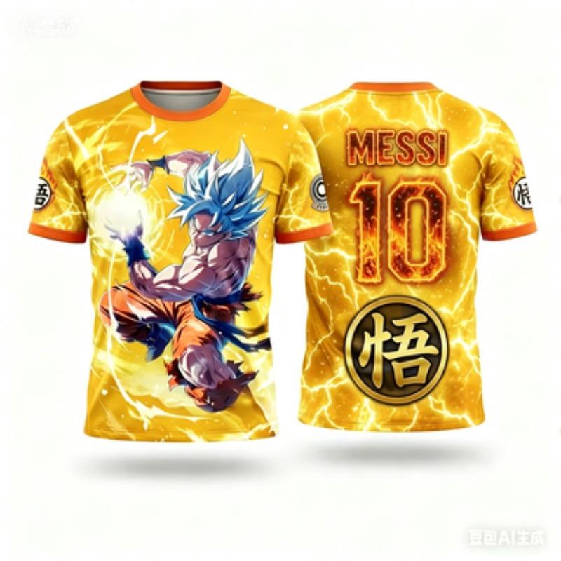 Popular Animal Dragon Ball Goku Football Superstar Messi Joint Jersey for Summer 2026 Adult and Children Sports Shirt