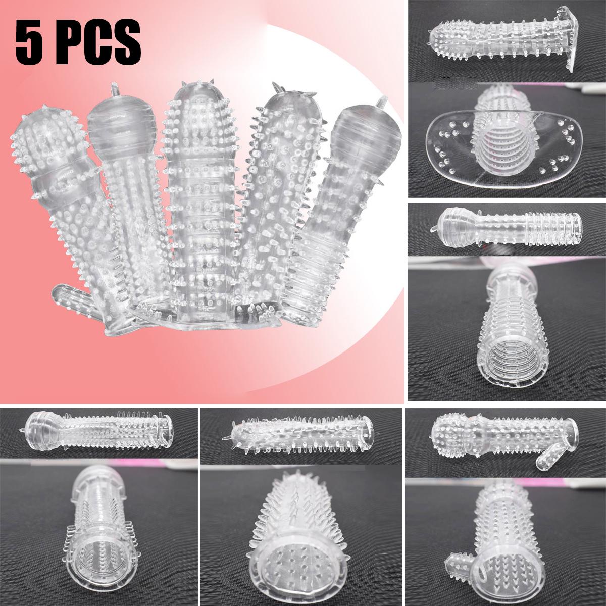 5 pièces pénis manchon préservatif pour hommes G Point Stimulation retarder l'éjaculation particule préservatifs réutilisables sexe A&B&C&D&E