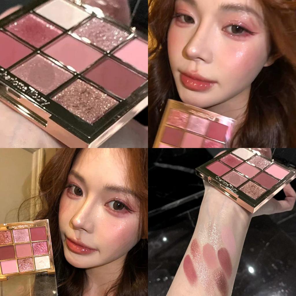 Summer Cool Ice Blue Tranquil Nine Colors Eye Shadow Plate Shimmer Matte Blue Smoky Diamond in the Debris Eye Makeup Music Festival Eye Makeup