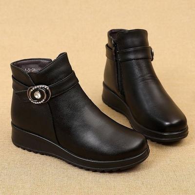 Winter Winter Verdickte Warme Plüsch Rutschfeste Kurze Schneestiefel Damen Warme Baumwollstiefel für Mütter Damen Baumwollschuhe Weiche Sohle Stiefeletten