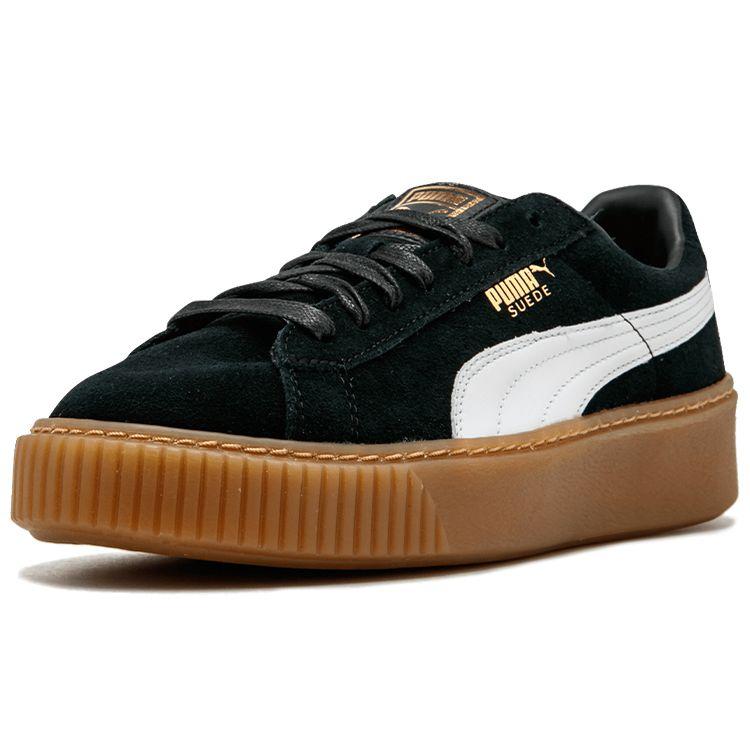 Puma Suede Platform Black Gum Women Sneakers White 363559-02