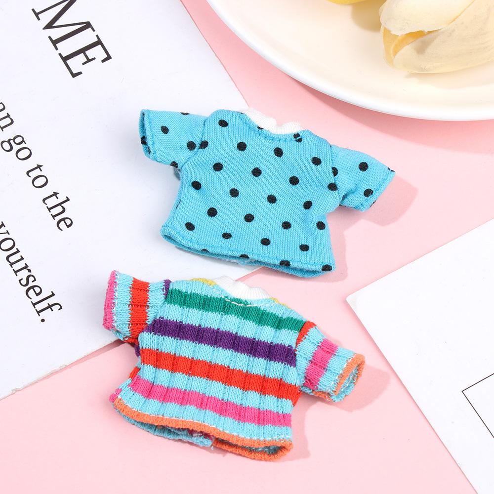 Ob11 Doll Clothes Striped Tops T-shirt Shorts Socks Suit Knitted Sweatshirt For Mini 1/12 Doll Cute Surprise Face Boy Girl Gift