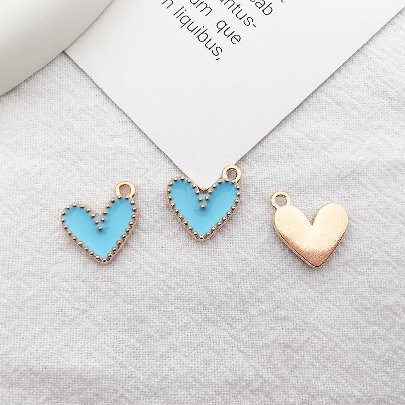 

10 шт. капающее масло в форме любви, кулон из сплава, бусины, браслет, серьги, ожерелье, кулон, украшение «сделай сам», аксессуары синий