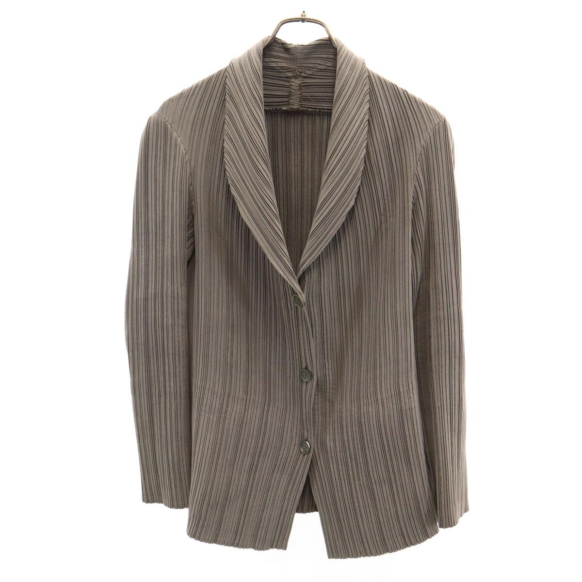 

ISSEY MIYAKE 90s Old Made in Japan Pleated tailored jacket 3 beige Women Used