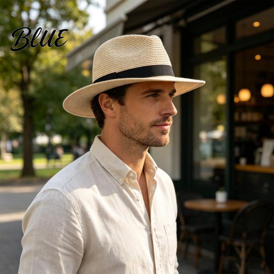 Foldable Sun Hat Men Paper Straw Hat Breathable Wide Brim UV Protection Beach Summer for Outdoor Vacation Travel Daily Casual