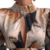 Elegante Blusa da Donna Casual Stampa Barocca Manica a Lanterna Arricciata Top Senza Schiena Manica Lunga Camicie da Festa Femme Abbigliamento da Lavoro