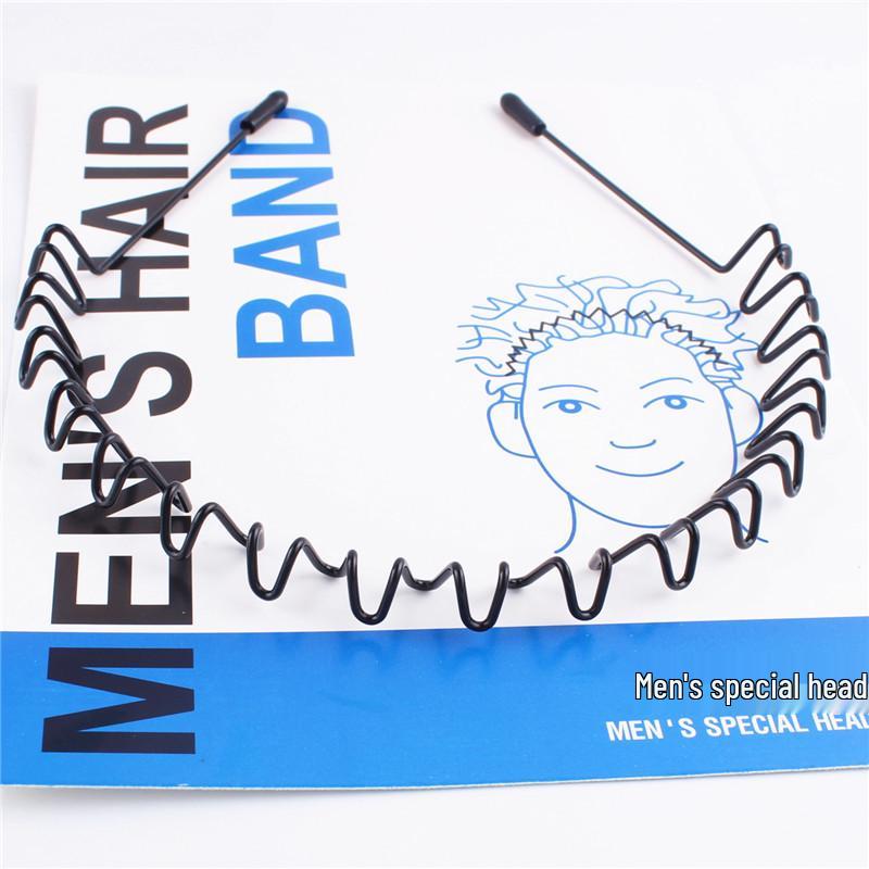 Unisex Wavy Black Sport Hairband with Card Pocket